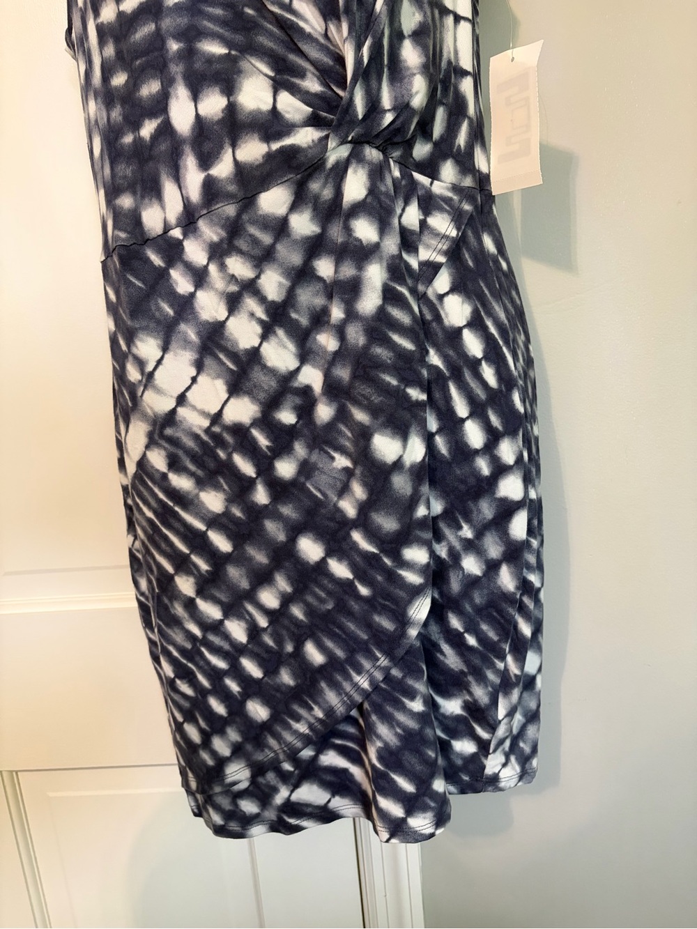 love, Fire Navy and White Tie-Dye Twist Front Mini Dress - Picture 3 of 6